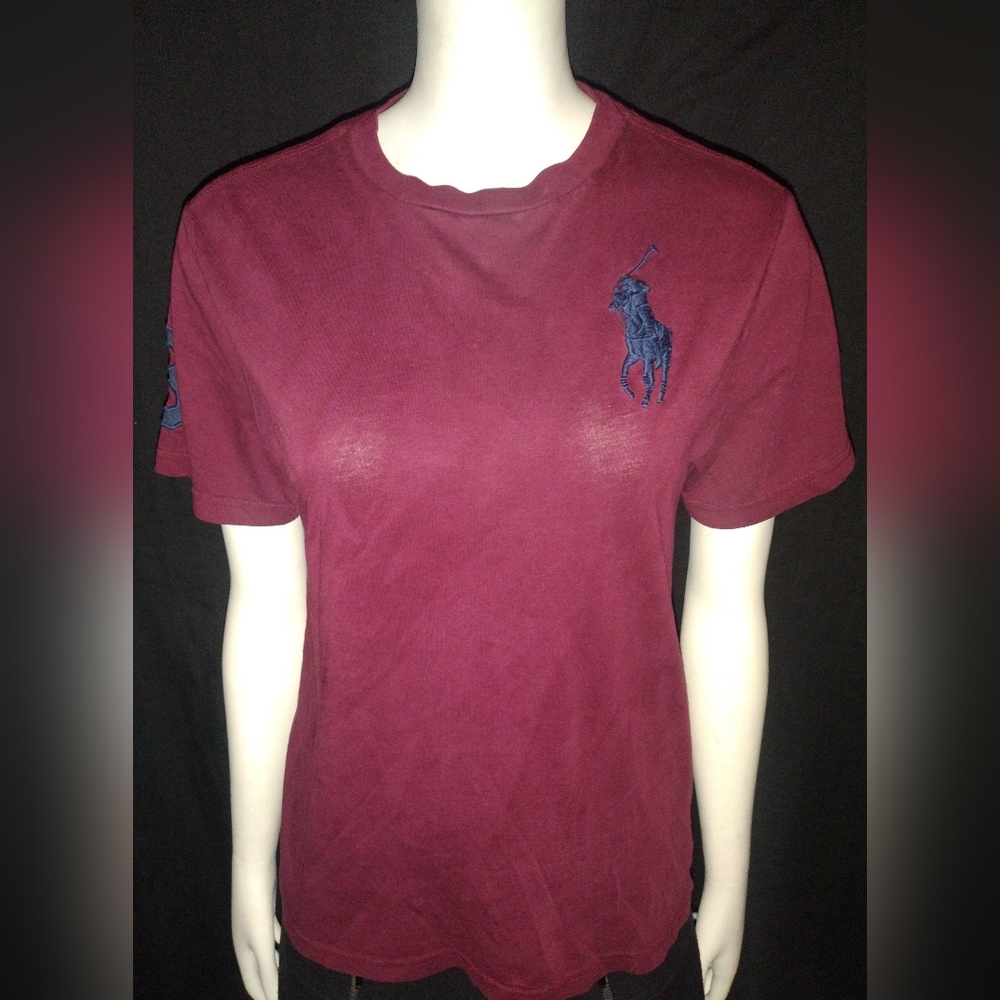 "Polo - Ralph Lauren" Burgundy T-Shirt w/Large Pony Logo